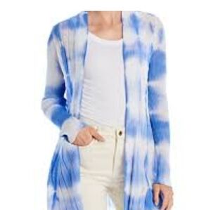 Tahari Tie Dye Open Cardigan In Blue Size XL
